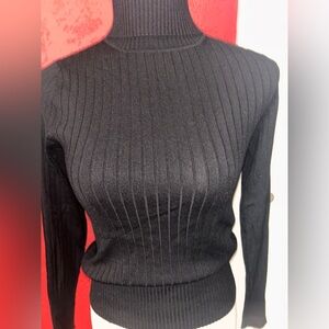 Womens Banana Republic Black Ribbed Turtleneck Sweater size XS